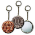 2" Round Metallic Key Chain w/ 3D Lenticular Snake Skin Print (Blank)